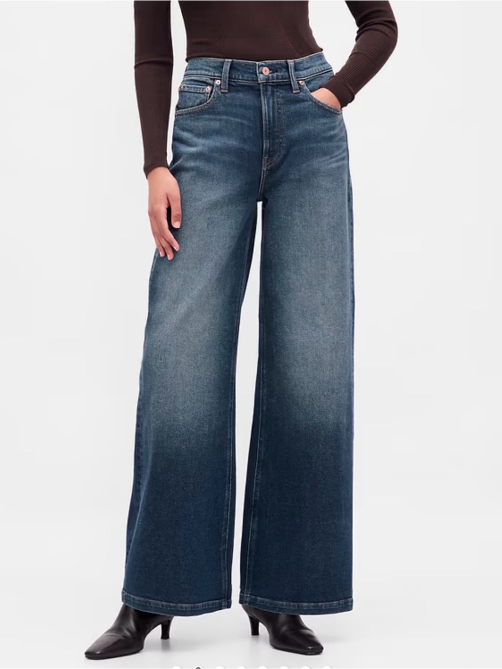 NWT GAP Women’s High Rise Wide Leg Jeans Size 29 Dark Wash Denim